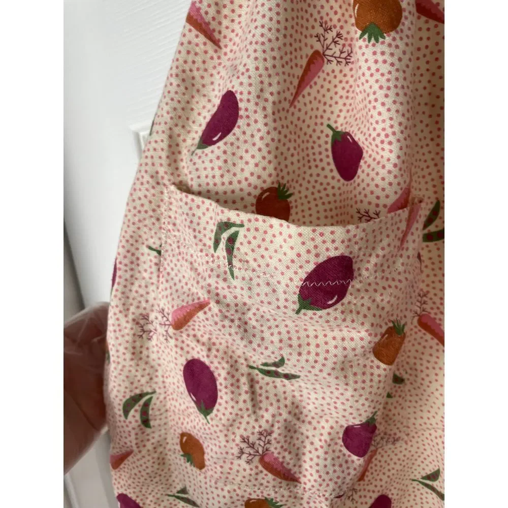 Vintage Handmade Waist Tie Apron 1 Pocket Veggie‎ Pattern
